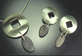 Square in Circle Earrings and Pendant