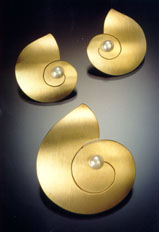Shell Pin and Earrings